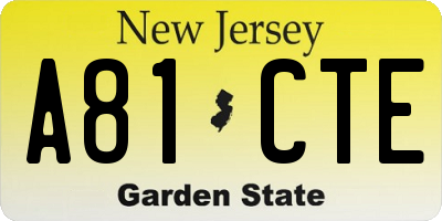NJ license plate A81CTE