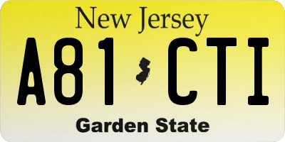 NJ license plate A81CTI