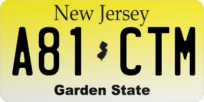 NJ license plate A81CTM