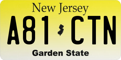 NJ license plate A81CTN