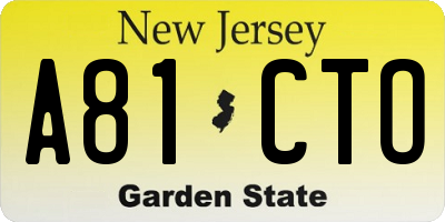 NJ license plate A81CTO