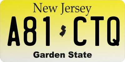 NJ license plate A81CTQ