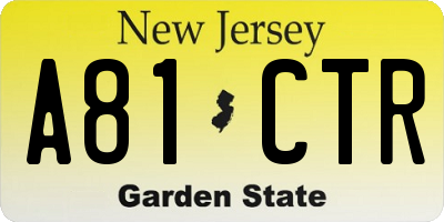 NJ license plate A81CTR