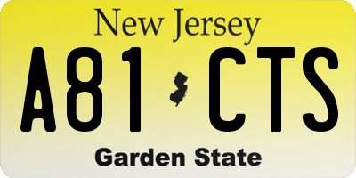 NJ license plate A81CTS