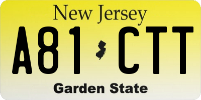 NJ license plate A81CTT