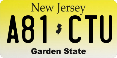 NJ license plate A81CTU