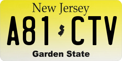 NJ license plate A81CTV