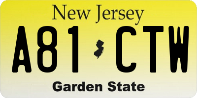 NJ license plate A81CTW