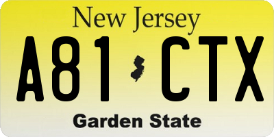 NJ license plate A81CTX