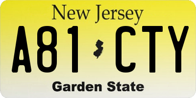 NJ license plate A81CTY