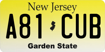 NJ license plate A81CUB