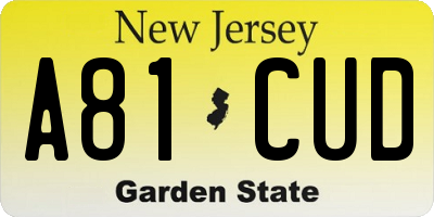 NJ license plate A81CUD