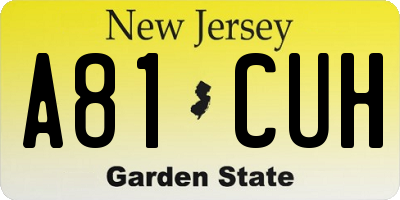 NJ license plate A81CUH