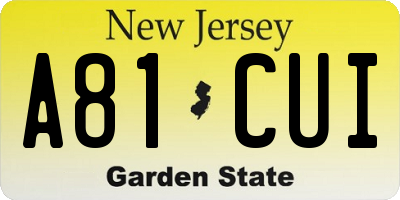 NJ license plate A81CUI