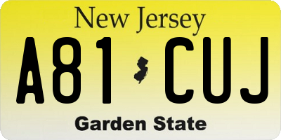 NJ license plate A81CUJ