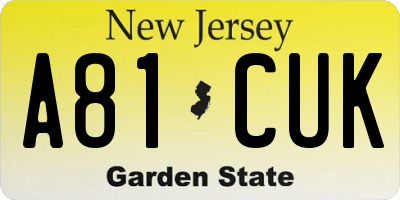 NJ license plate A81CUK