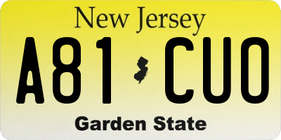 NJ license plate A81CUO