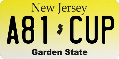 NJ license plate A81CUP
