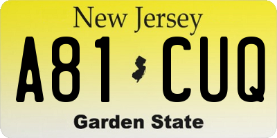 NJ license plate A81CUQ