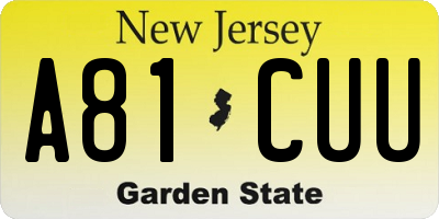 NJ license plate A81CUU