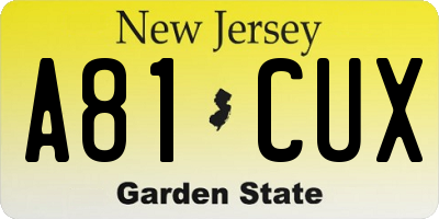 NJ license plate A81CUX