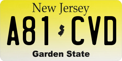 NJ license plate A81CVD