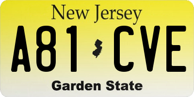 NJ license plate A81CVE