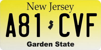 NJ license plate A81CVF