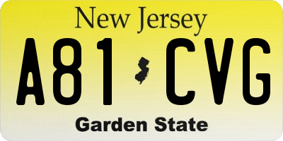 NJ license plate A81CVG