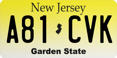 NJ license plate A81CVK
