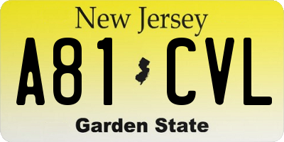 NJ license plate A81CVL
