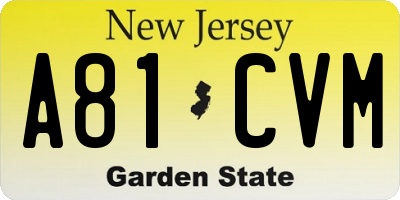 NJ license plate A81CVM