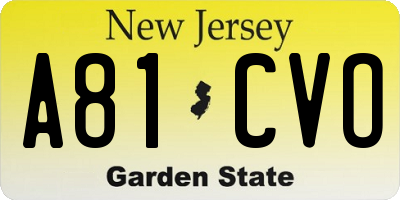 NJ license plate A81CVO