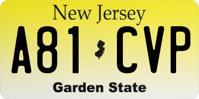 NJ license plate A81CVP