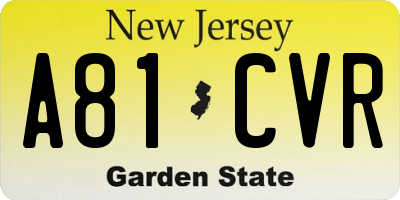 NJ license plate A81CVR