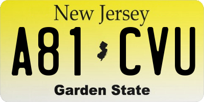 NJ license plate A81CVU