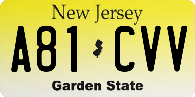 NJ license plate A81CVV