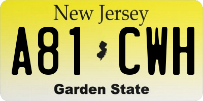 NJ license plate A81CWH