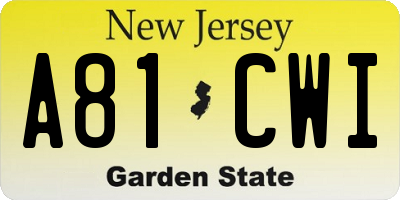 NJ license plate A81CWI