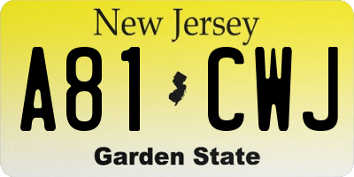 NJ license plate A81CWJ