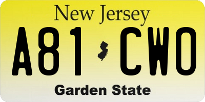 NJ license plate A81CWO