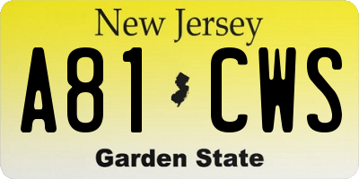 NJ license plate A81CWS