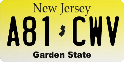 NJ license plate A81CWV