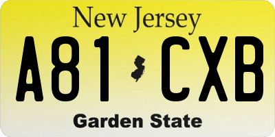 NJ license plate A81CXB
