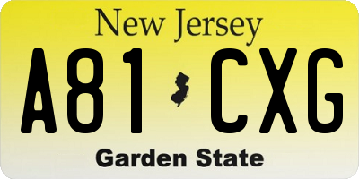 NJ license plate A81CXG