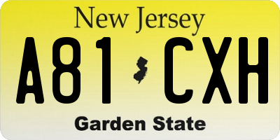 NJ license plate A81CXH