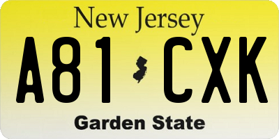 NJ license plate A81CXK