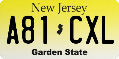 NJ license plate A81CXL