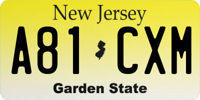 NJ license plate A81CXM