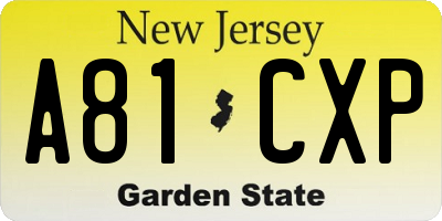 NJ license plate A81CXP